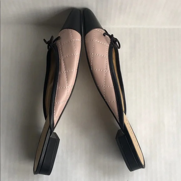 TALBOTS Edison Quilted Black Leather Cap toe Mule Flats size 9.5 - Picture 5 of 7